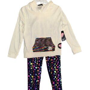 Girls Firts unicorn sweatshirt & Heart Leggings Girls Outfit Set Size 8